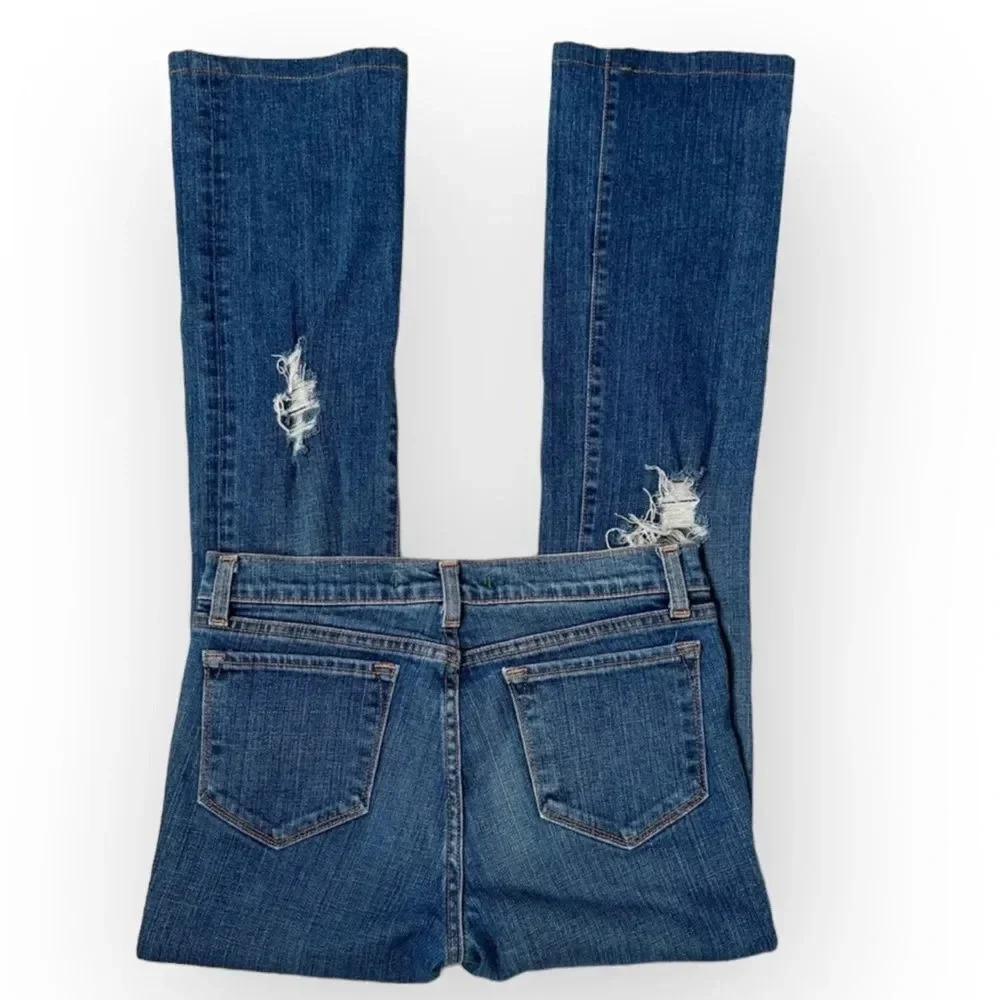 ⭐️J Brand Jeans Ripped Bootcut Medium Wash Size 27 8.5” Rise - Picture 5 of 9